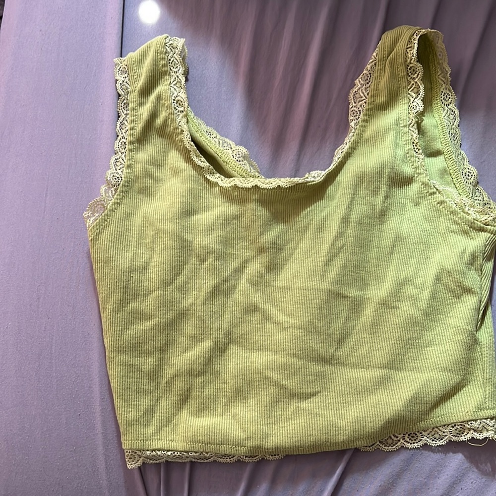 Green Cropped Tank Top